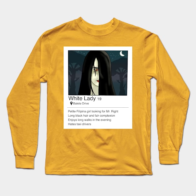 Enchanting Filipina White Lady Urban Legend Design for Captivating Merchandise Long Sleeve T-Shirt by Bear World Industries